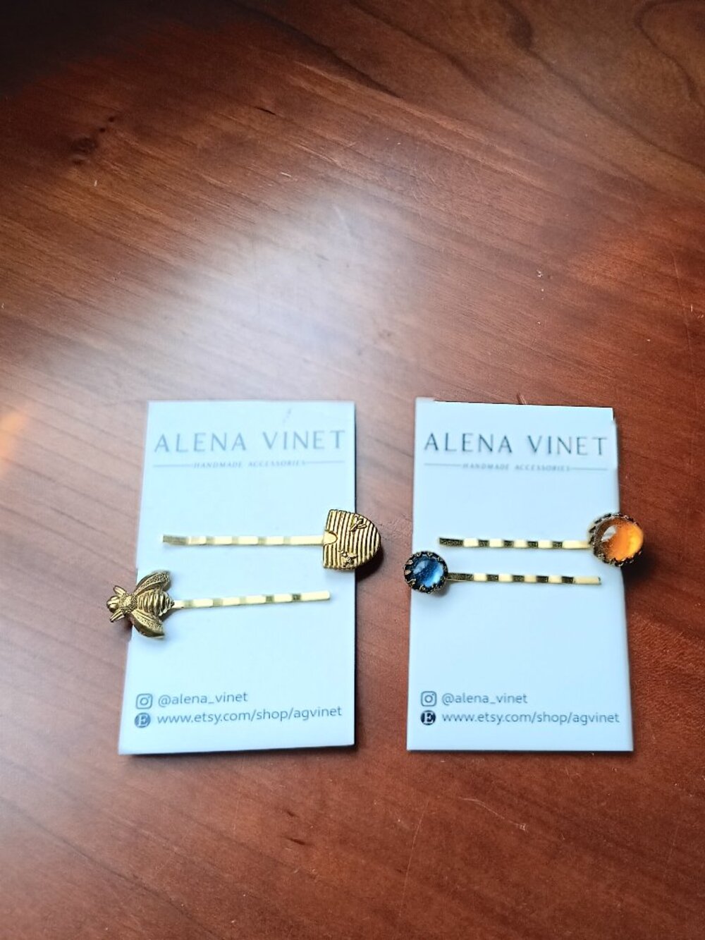 NWT Colorful Glass and Brass Hair Pins by New Orleans Designer